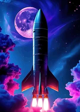 Rocket Launching Space Moon