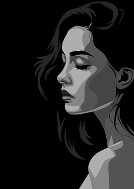 Monochrome Portrait of a Woman in Profile