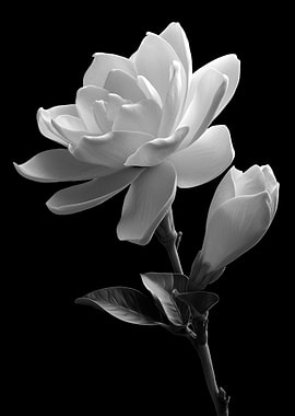 Monochrome Magnolia Blossom