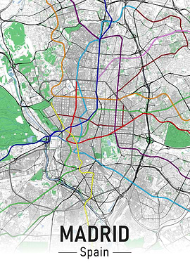 Madrid City Map Subway
