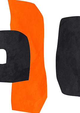Abstract Shapes in Orange and Black