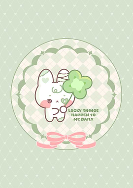 Lucky Bunny with Clover Illustration