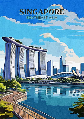 Singapore Southeast Asia Travel Poster