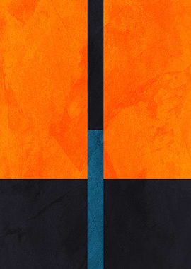 Abstract Orange and Black Geometric Art