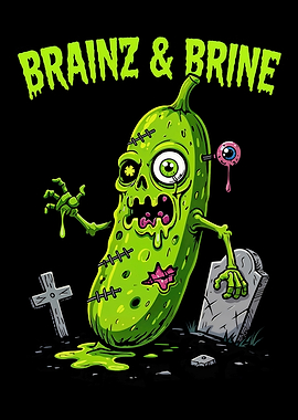 Brainz & Brine Zombie Pickle Illustration