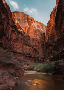 Canyon with River and Rock Formations