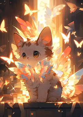 Cute Cat with Butterfly Wings