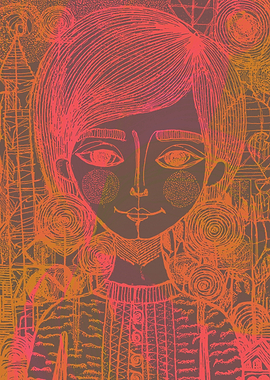 Orange Girl with Subtle Smile