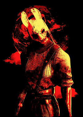Creepy Rabbit Mask Figure in Red