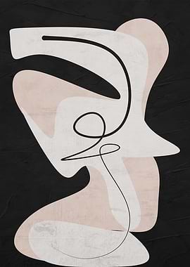 Abstract Face Line Art on Black