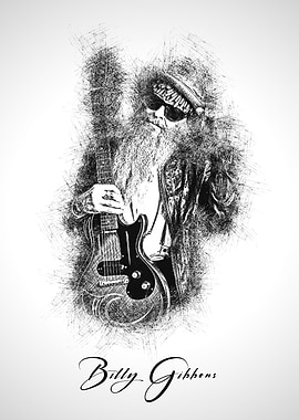 Billy Gibbons Sketch Art