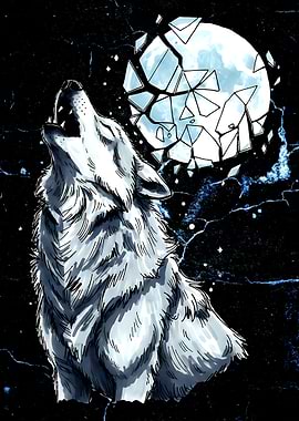 Howling Wolf with Shattered Moon