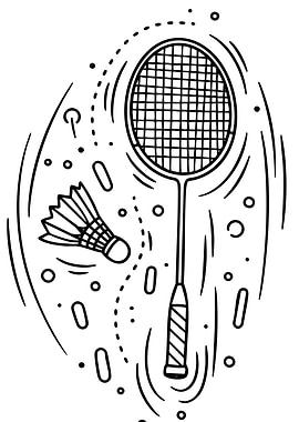 Badminton racket and shuttlecock illustration