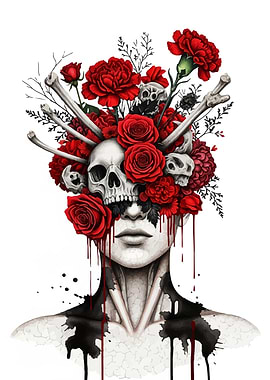 Skull, Roses, and Bones Portrait