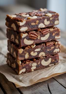 Stack of Nut Bars on Parchment