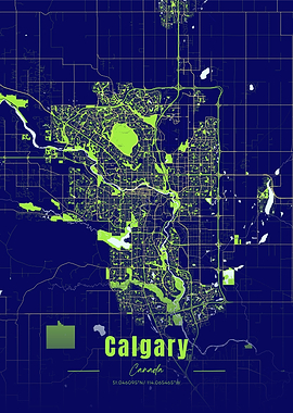 Calgary Canada City Map Art