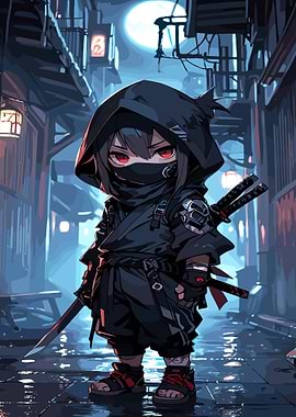 Chibi Ninja in a Dark Alley