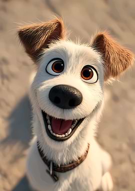 Happy Cartoon Dog Portrait