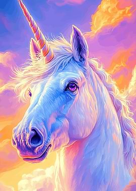 Unicorn Portrait Pastel Sky