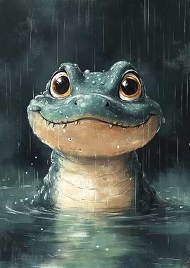 Smiling Frog in the Rain
