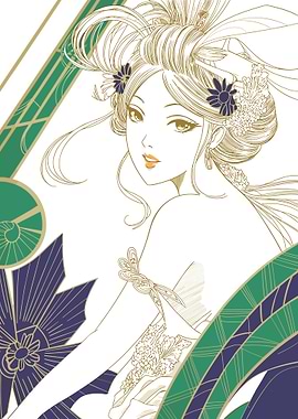 Elegant Woman Illustration with Art Deco Elements