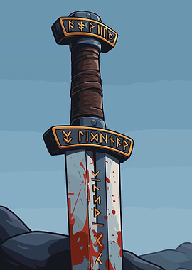 Bloody Viking Sword with Runes