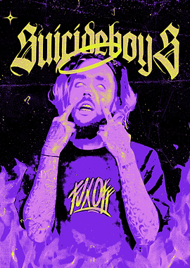Suicideboys Portrait with Purple Flames