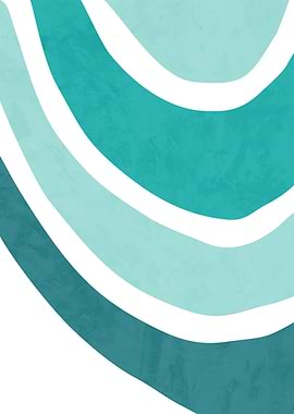 Abstract Teal Waves Minimalist Art