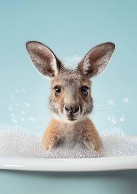 Kangaroo Joey in a Bubble Bath