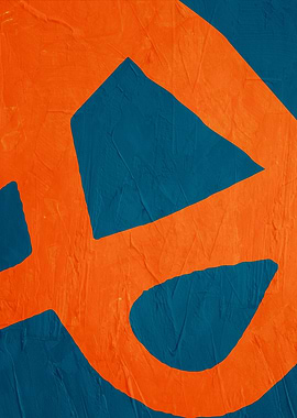 Abstract Orange and Blue Geometric Painting