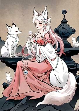 Fox spirit with white foxes