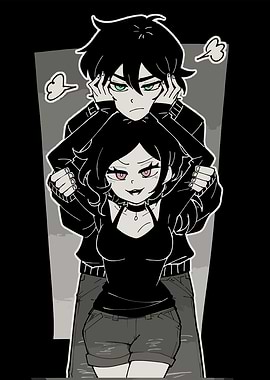 Monochrome Couple Illustration