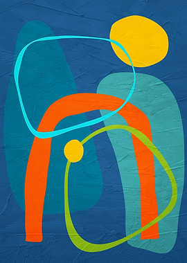 Abstract Shapes on Blue Textured Background