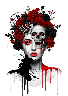 Floral Skull Woman Portrait