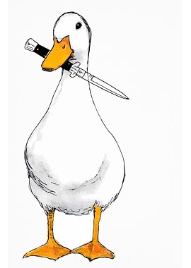 Duck with Knife in Beak