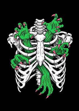 Zombie Hands Emerging from Rib Cage