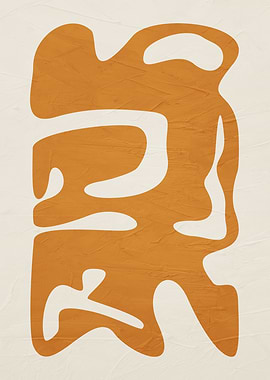 Abstract Orange Shape on Cream Background