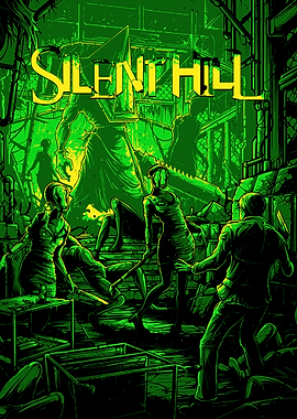 Silent Hill Green Horror Illustration