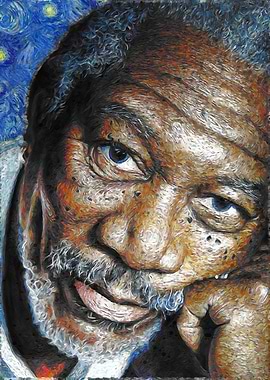 Morgan Freeman Portrait in Van Gogh Style