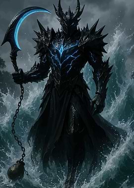 Dark Knight Scythe Stormy Sea