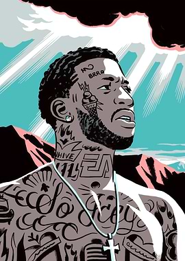 Gucci Mane Portrait with Tattoos