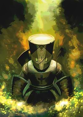 Stylized Knight Illustration with Green Accents