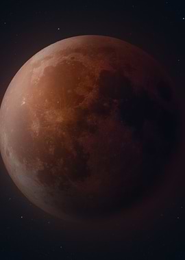 Blood Moon in Starry Night Sky