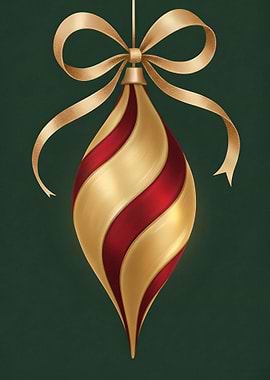 Elegant Red Gold Christmas Ornament with Ribbon