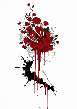 Floral Skull Woman Illustration