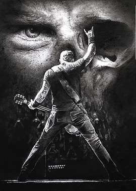 Rock Concert Charcoal Drawing