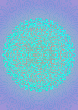 Turquoise Mandala on Lilac Background