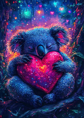 Sleeping Koala with Heart