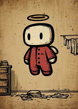 Cartoon Angel in Red Pajamas