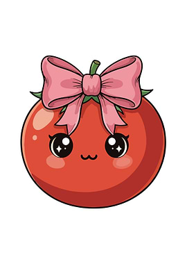 Cute Tomato with Pink Bow